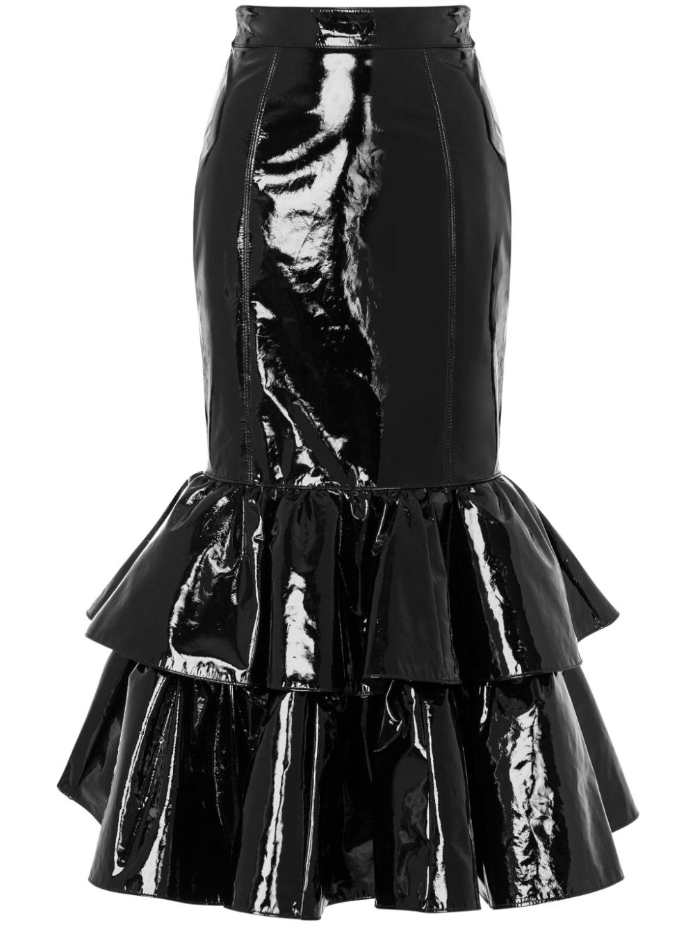 Moschino ruffled leather skirt - Black von Moschino