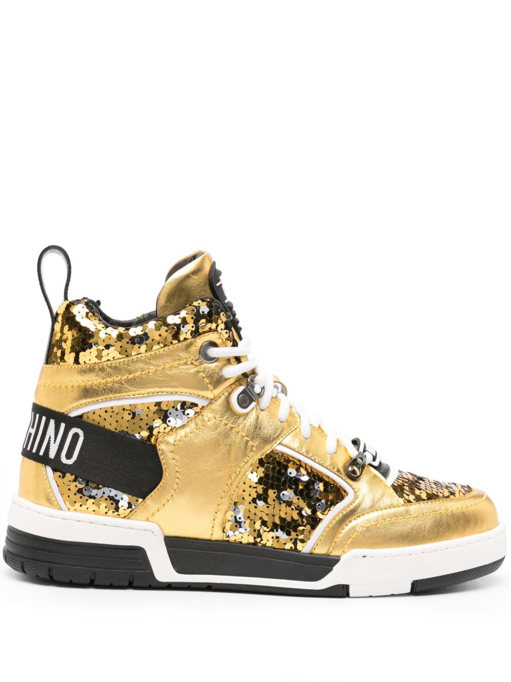 Moschino sequin-embellished high-top sneakers - Gold von Moschino