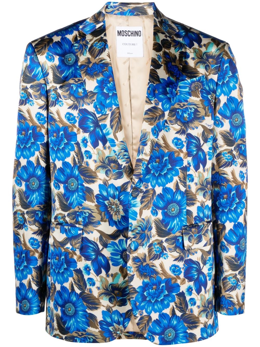 Moschino single-breasted all-over floral print blazer - Blue von Moschino