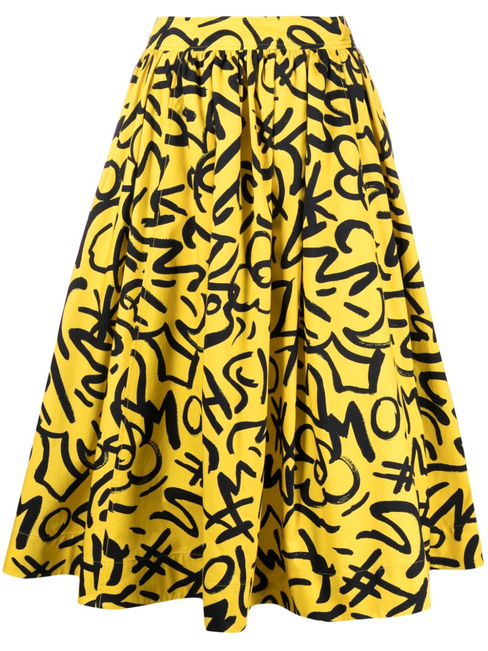 Moschino sketch-print cotton midi skirt - Yellow von Moschino