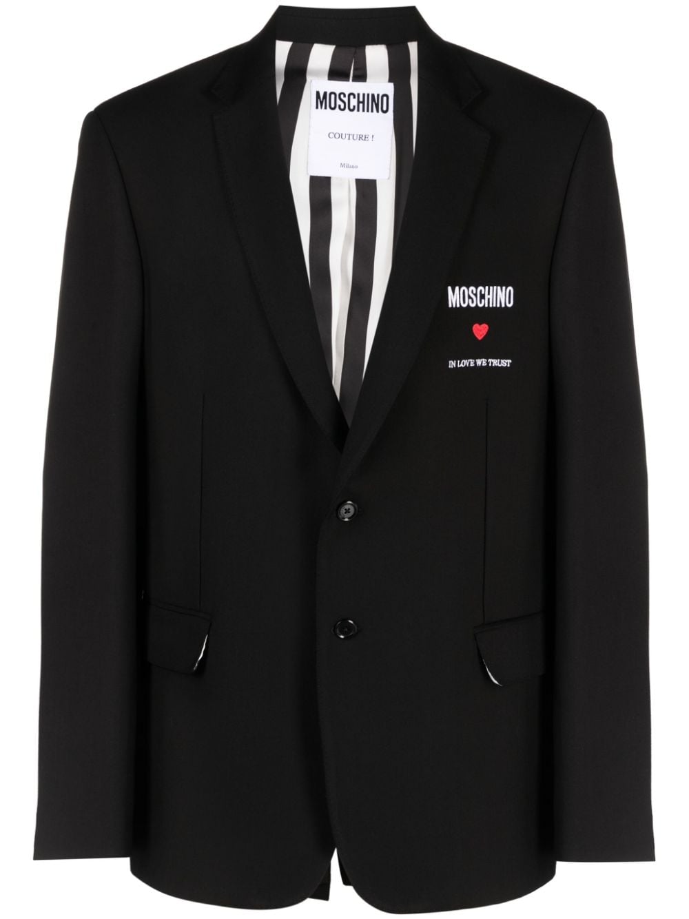 Moschino slogan-embroidered single-breasted blazer - Black von Moschino