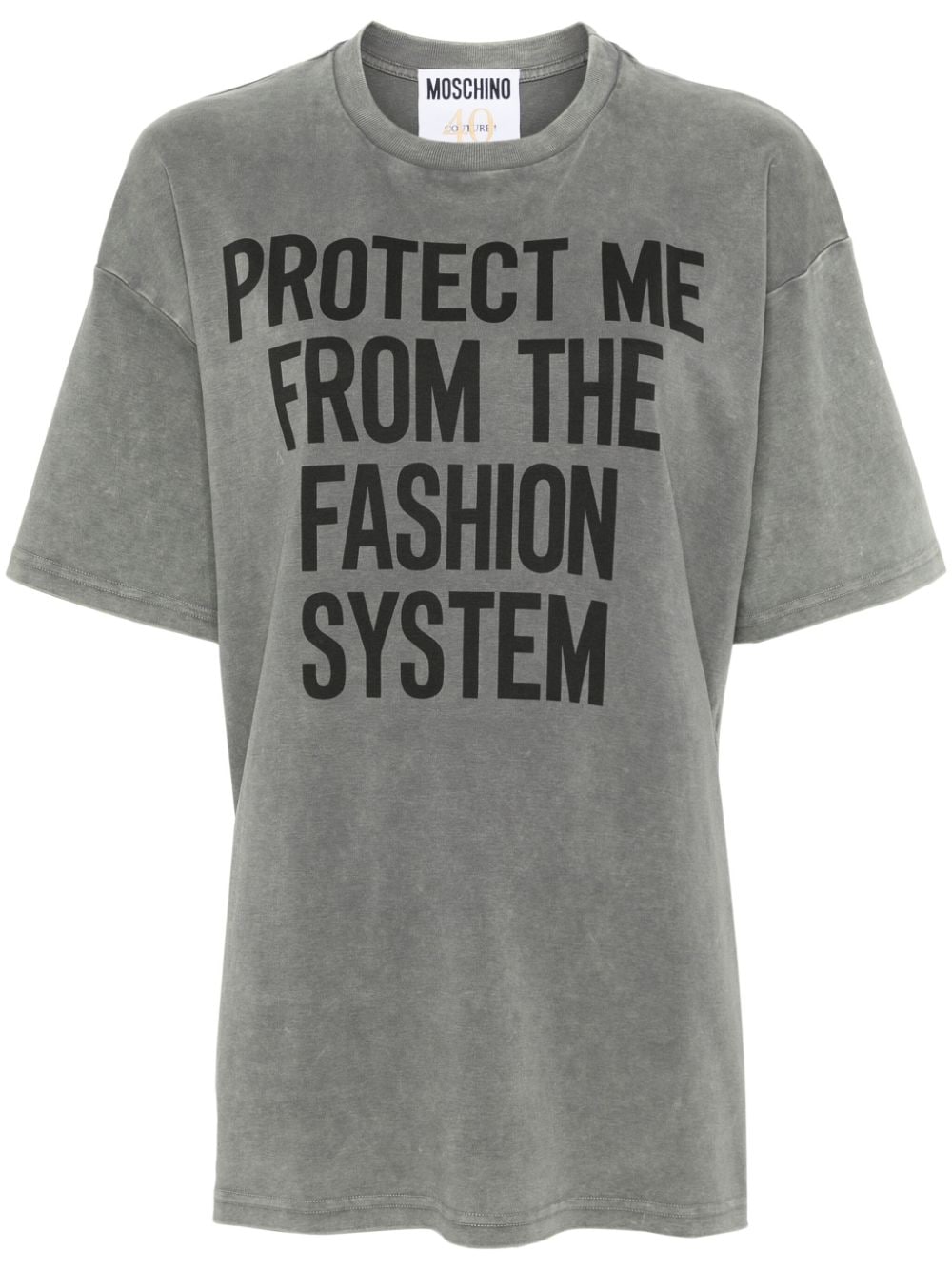 Moschino slogan-print cotton T-shirt - Grey von Moschino