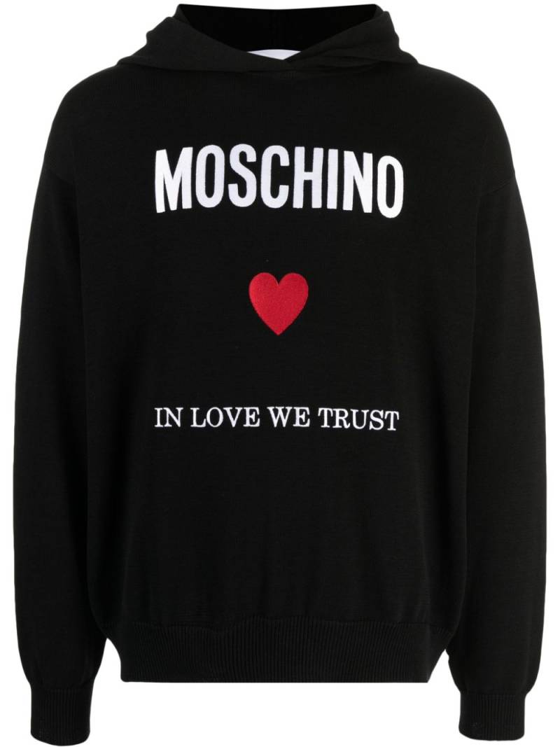 Moschino slogan-print cotton hoodie - Black von Moschino