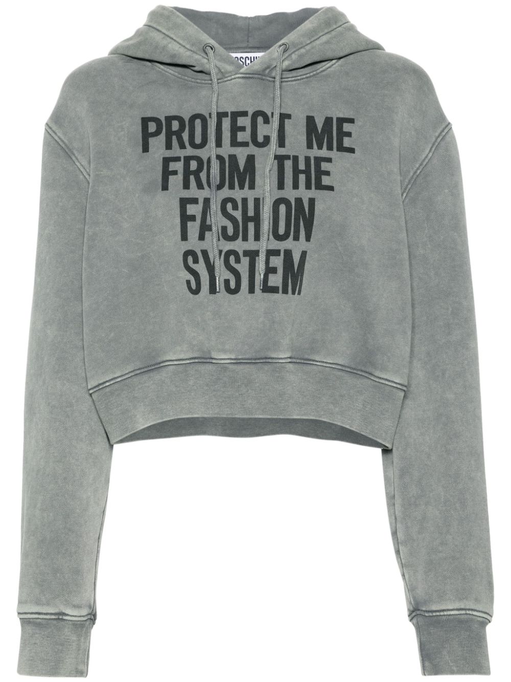 Moschino slogan-print organic-cotton hoodie - Grey von Moschino