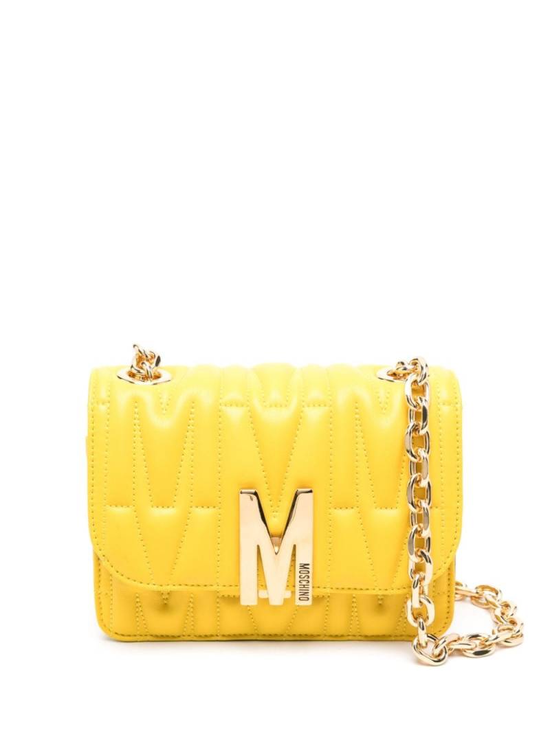 Moschino small logo-quilted crossbody bag - Yellow von Moschino