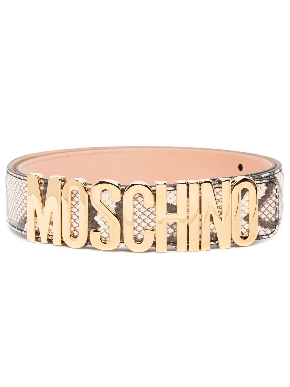 Moschino snakeskin-effect adjustable belt - Neutrals von Moschino