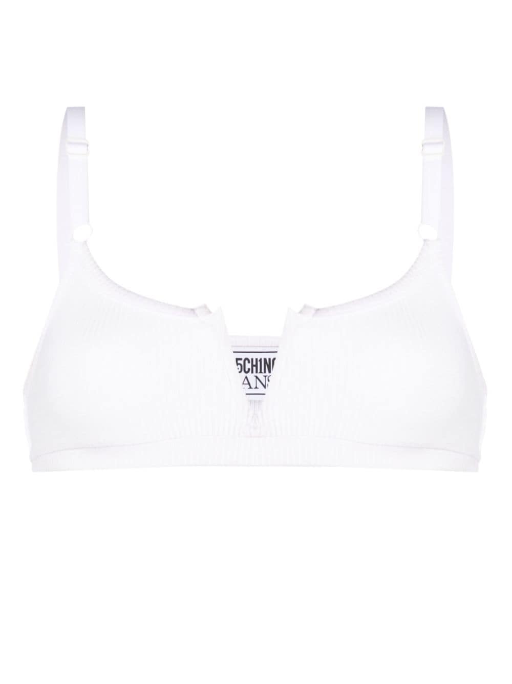 MOSCHINO JEANS split-neck ribbed bra - White von MOSCHINO JEANS