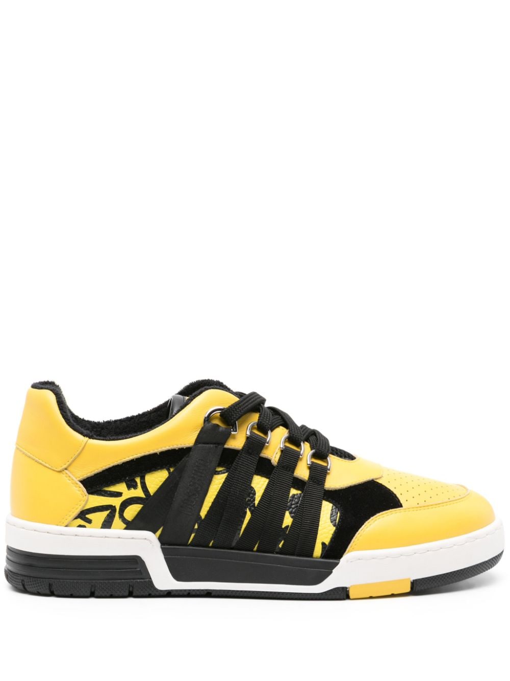 Moschino strap-detailing leather sneakers - Yellow von Moschino