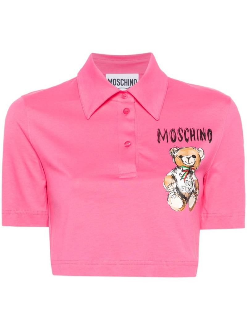 Moschino Teddy Bear-print cropped polo shirt - Pink von Moschino