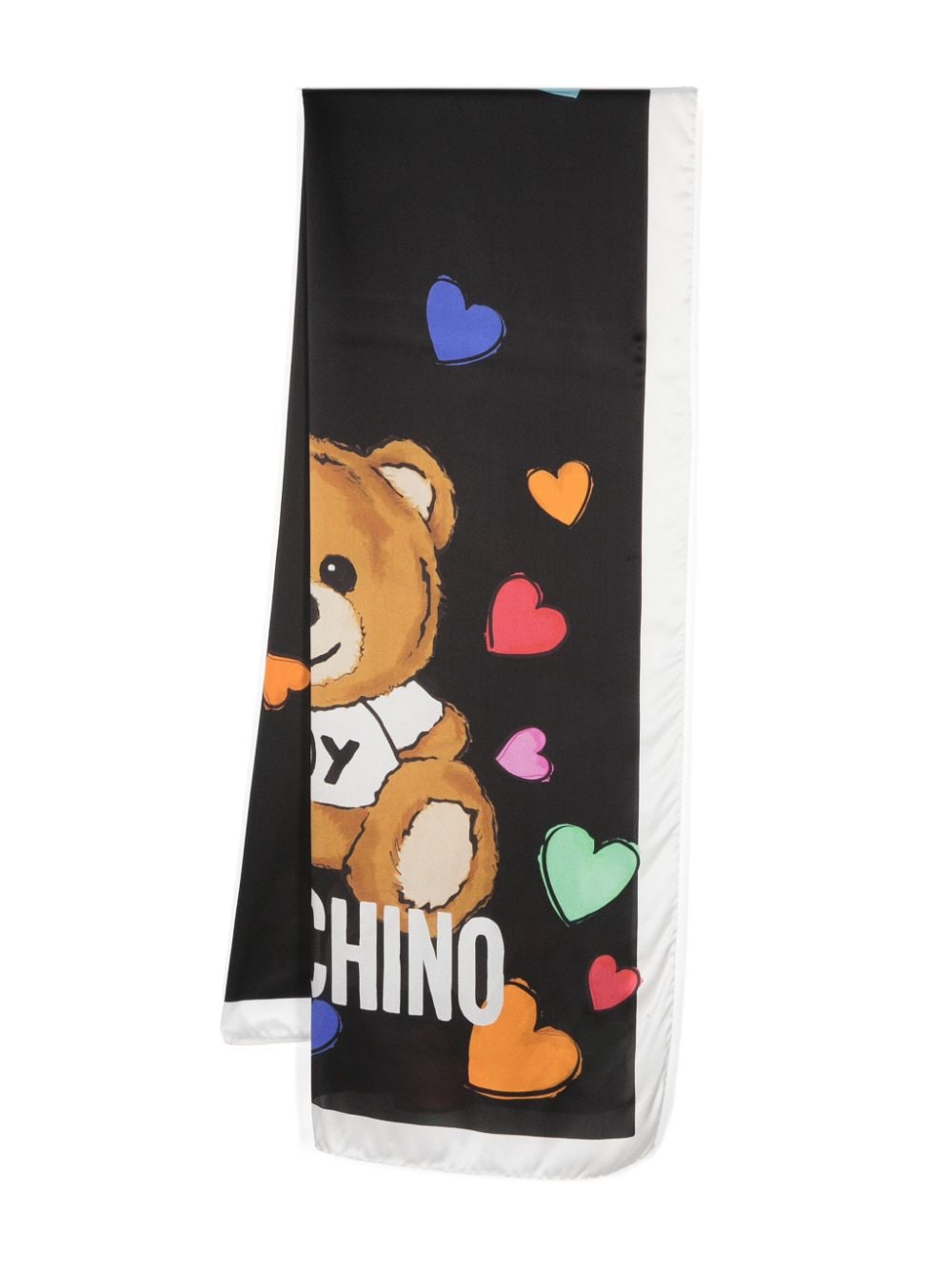 Moschino teddy bear-print silk scarf - Black von Moschino