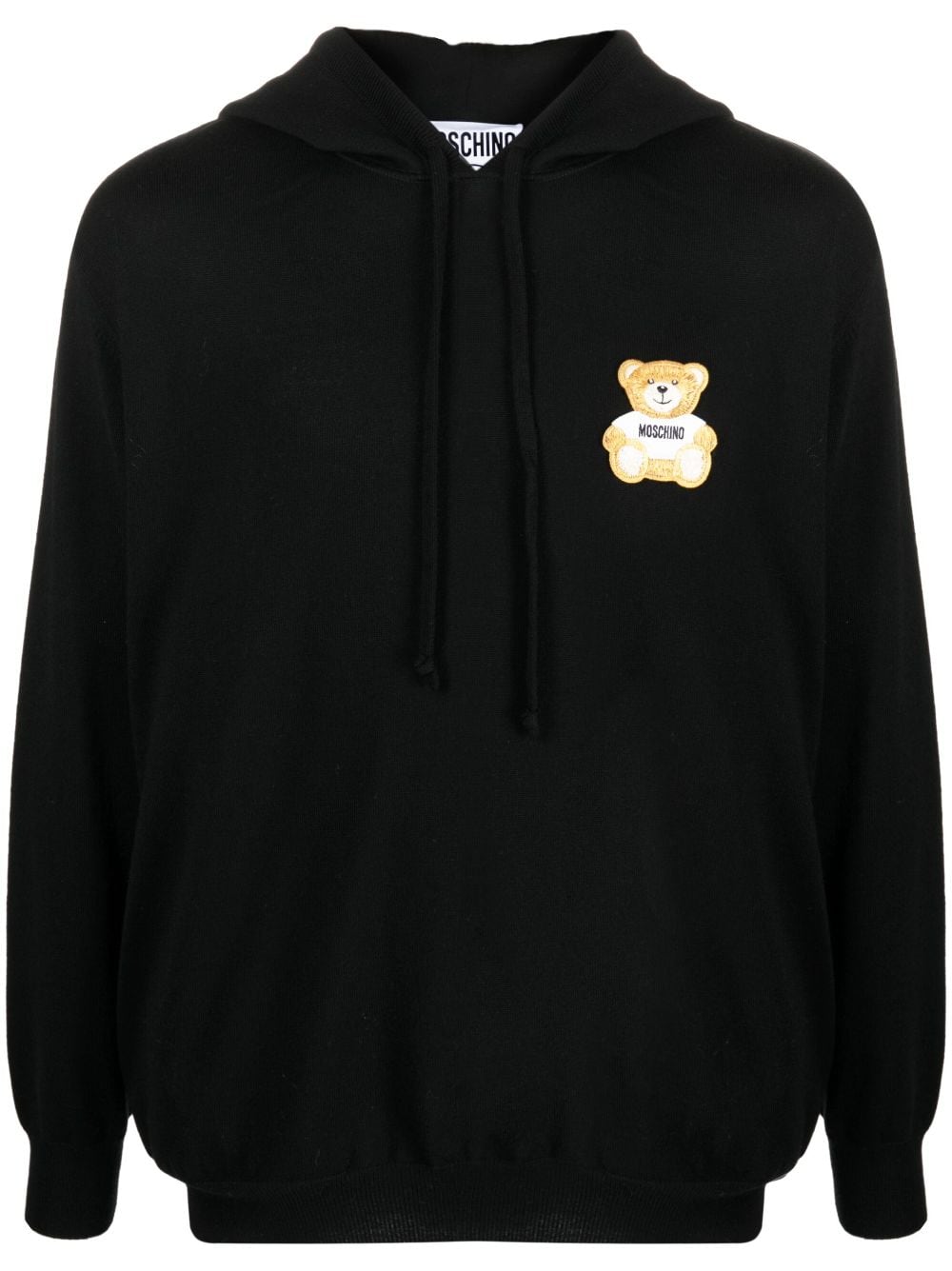 Moschino teddy-bear virgin wool hoodie - Black von Moschino