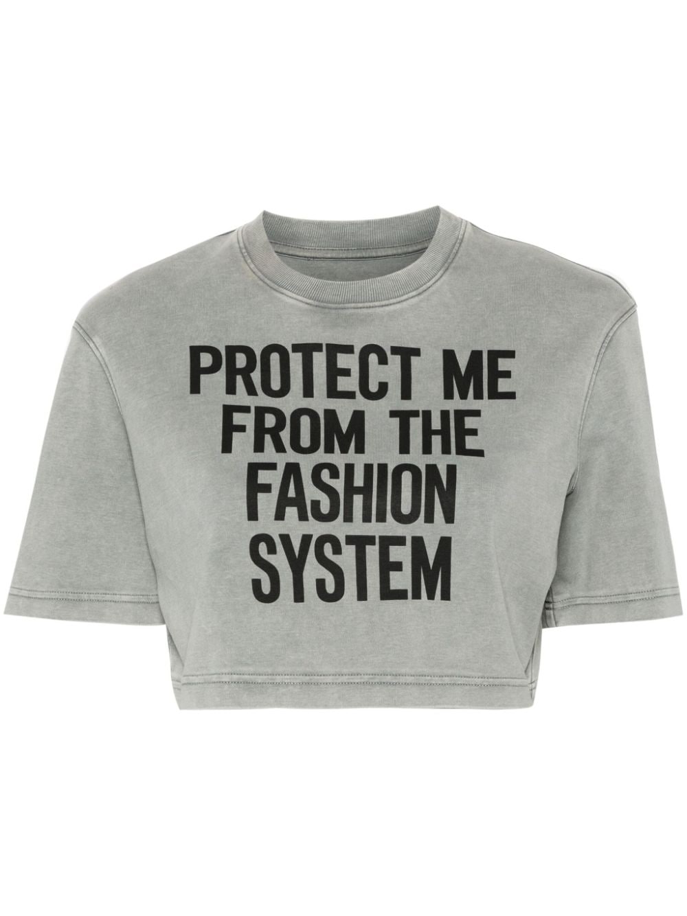 Moschino text-print cropped T-shirt - Grey von Moschino