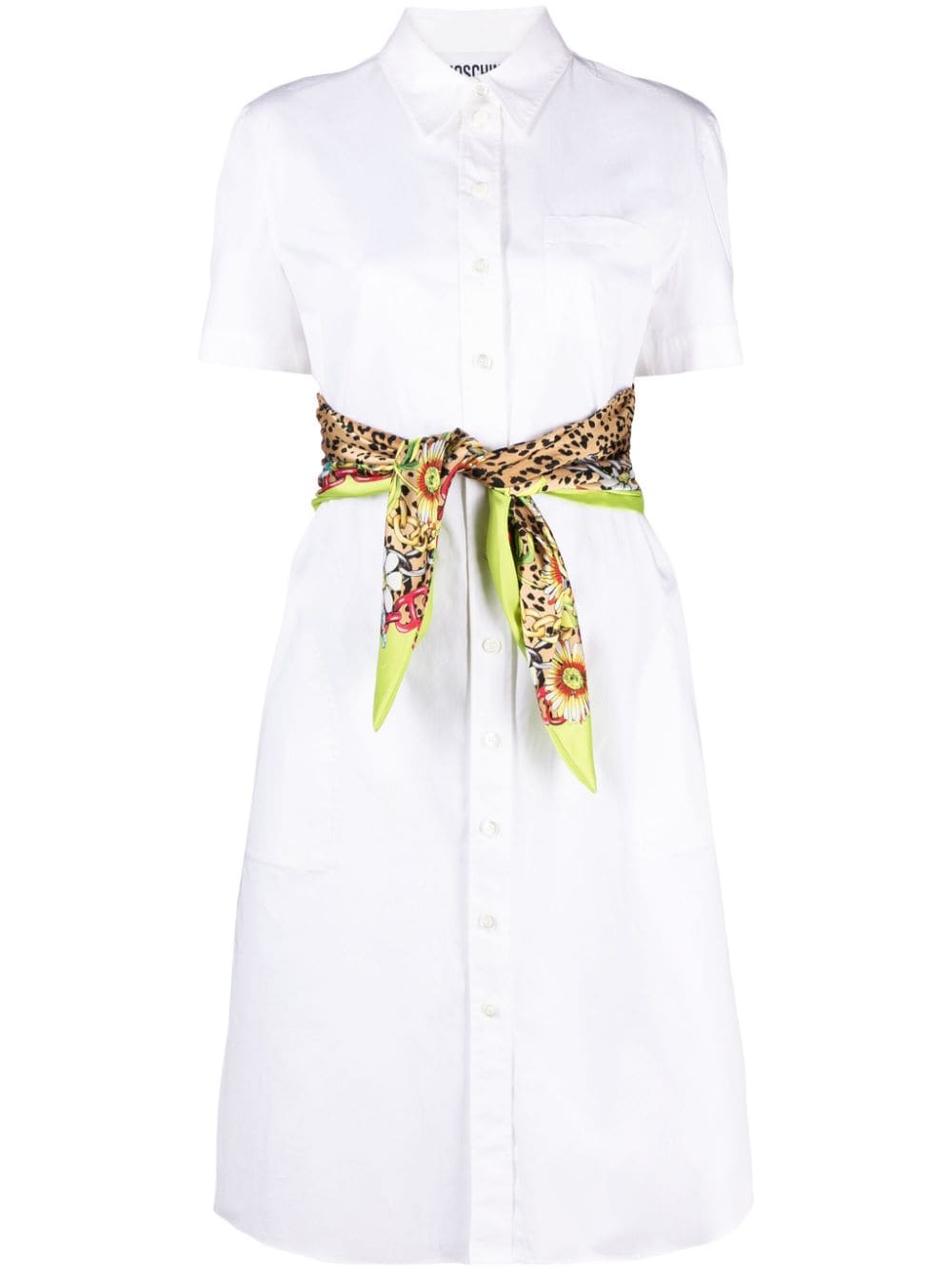 Moschino tied midi shirt dress - White von Moschino