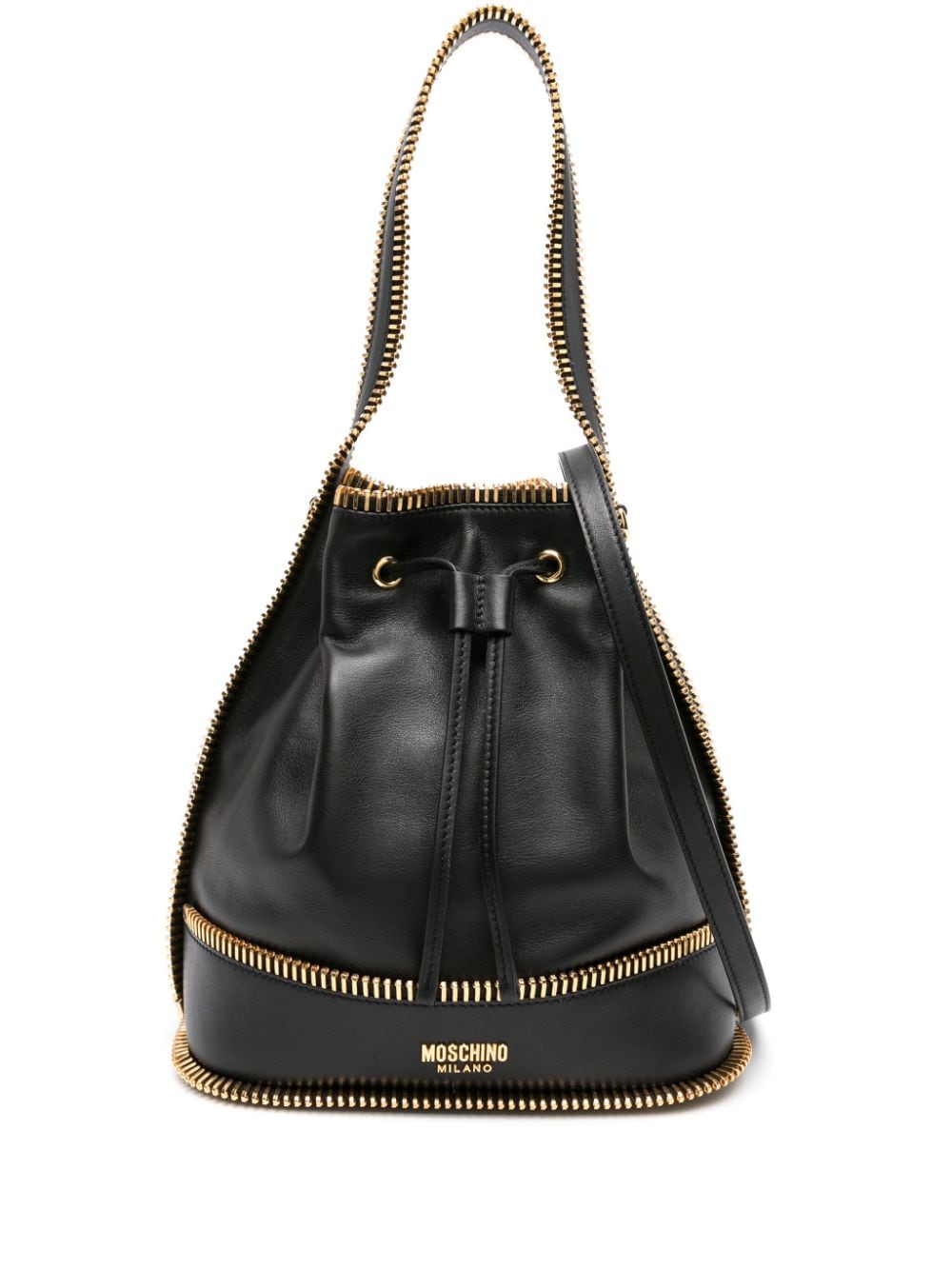 Moschino zip-trim leather bucket bag - Black von Moschino