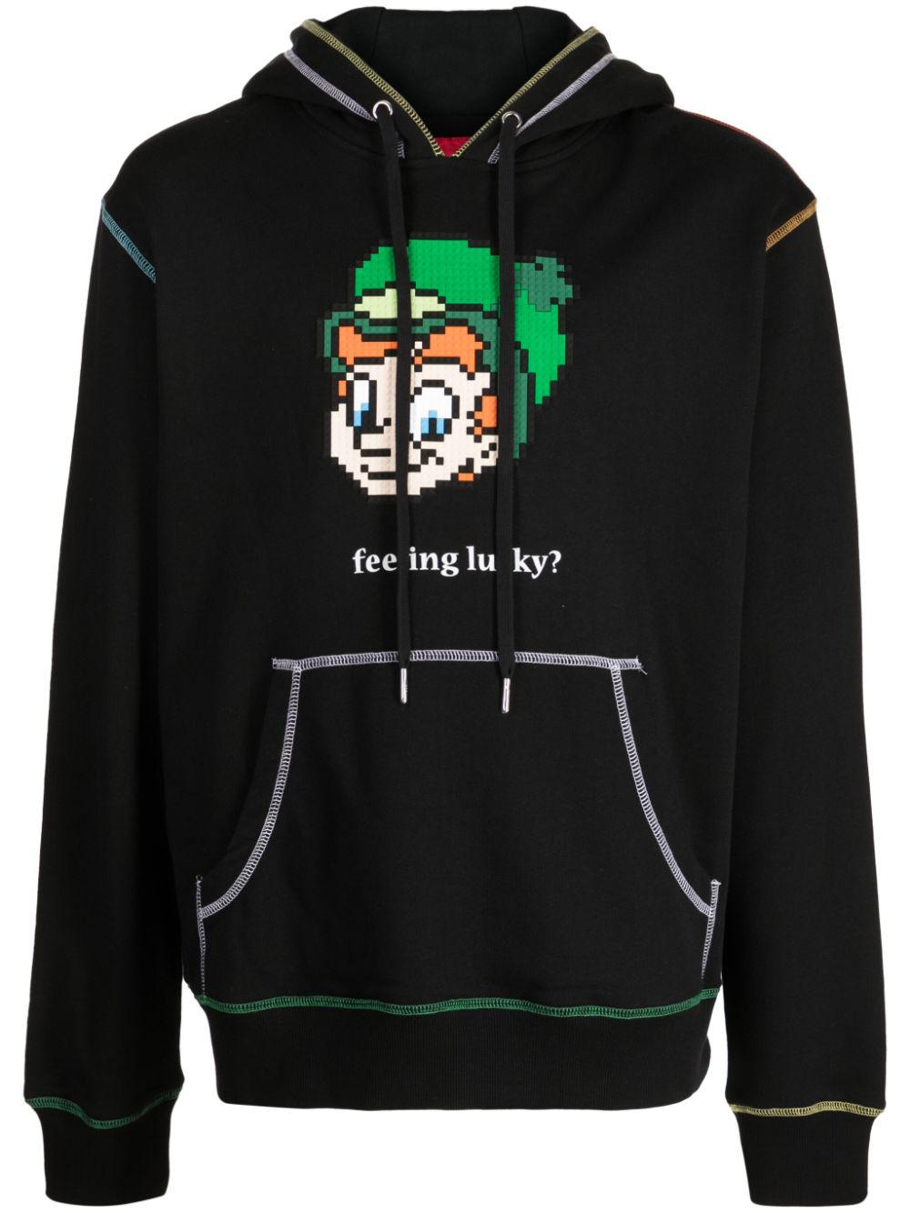 Mostly Heard Rarely Seen 8-Bit Feeling Lucky graphic-print cotton hoodie - Black von Mostly Heard Rarely Seen 8-Bit