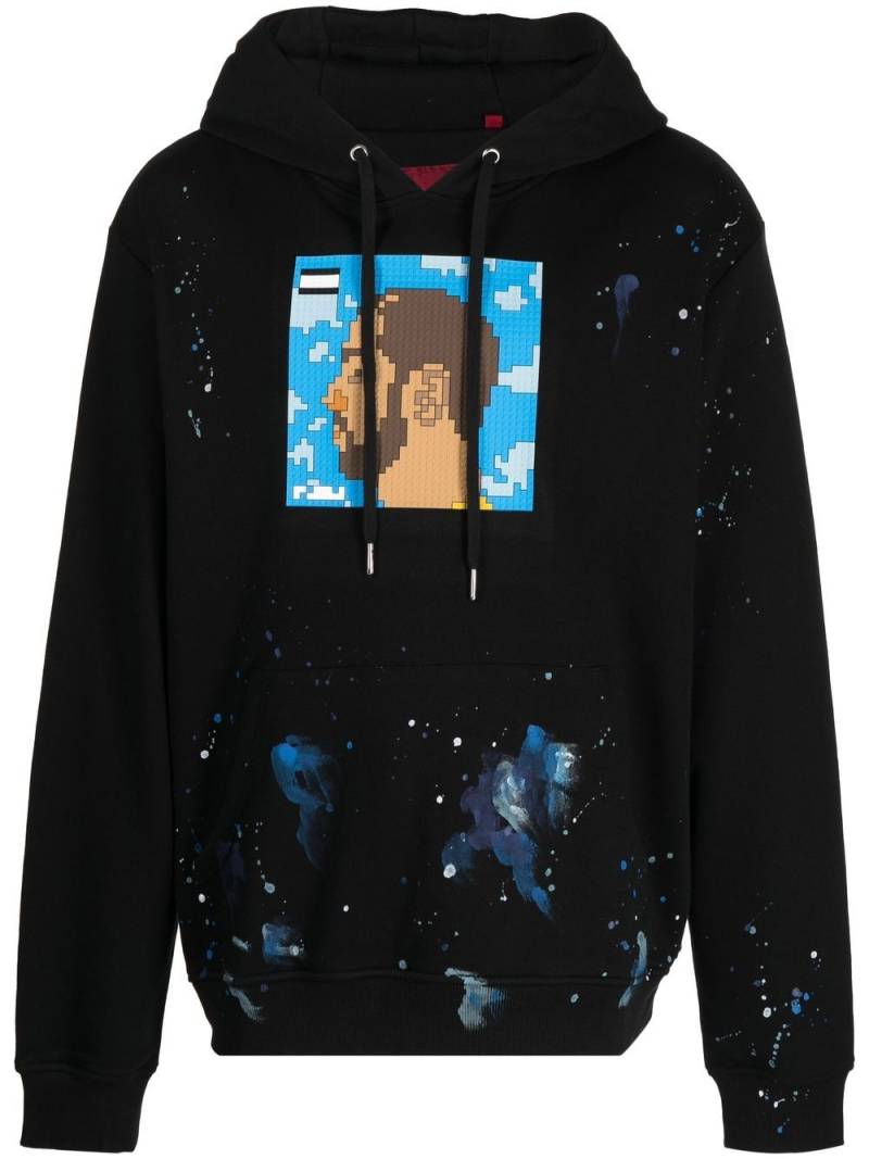 Mostly Heard Rarely Seen 8-Bit graphic-print paint-splattered hoodie - Black von Mostly Heard Rarely Seen 8-Bit