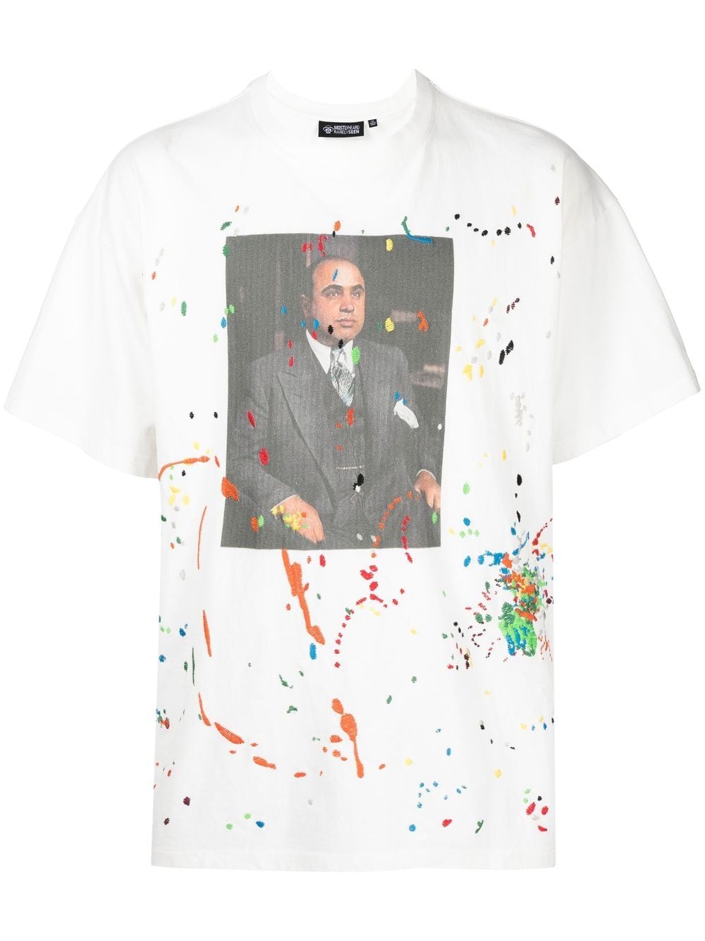 Mostly Heard Rarely Seen Portrait paint-splatter T-shirt - White von Mostly Heard Rarely Seen