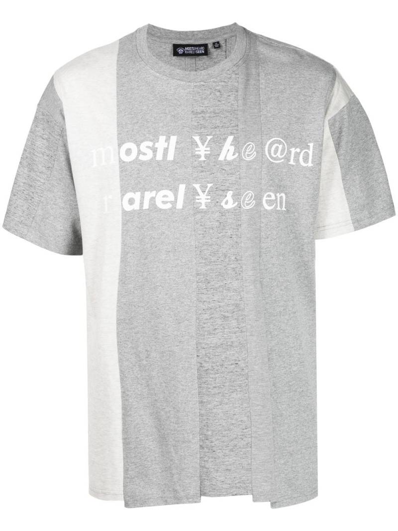 Mostly Heard Rarely Seen Spliced logo-print cotton T-shirt - Grey von Mostly Heard Rarely Seen