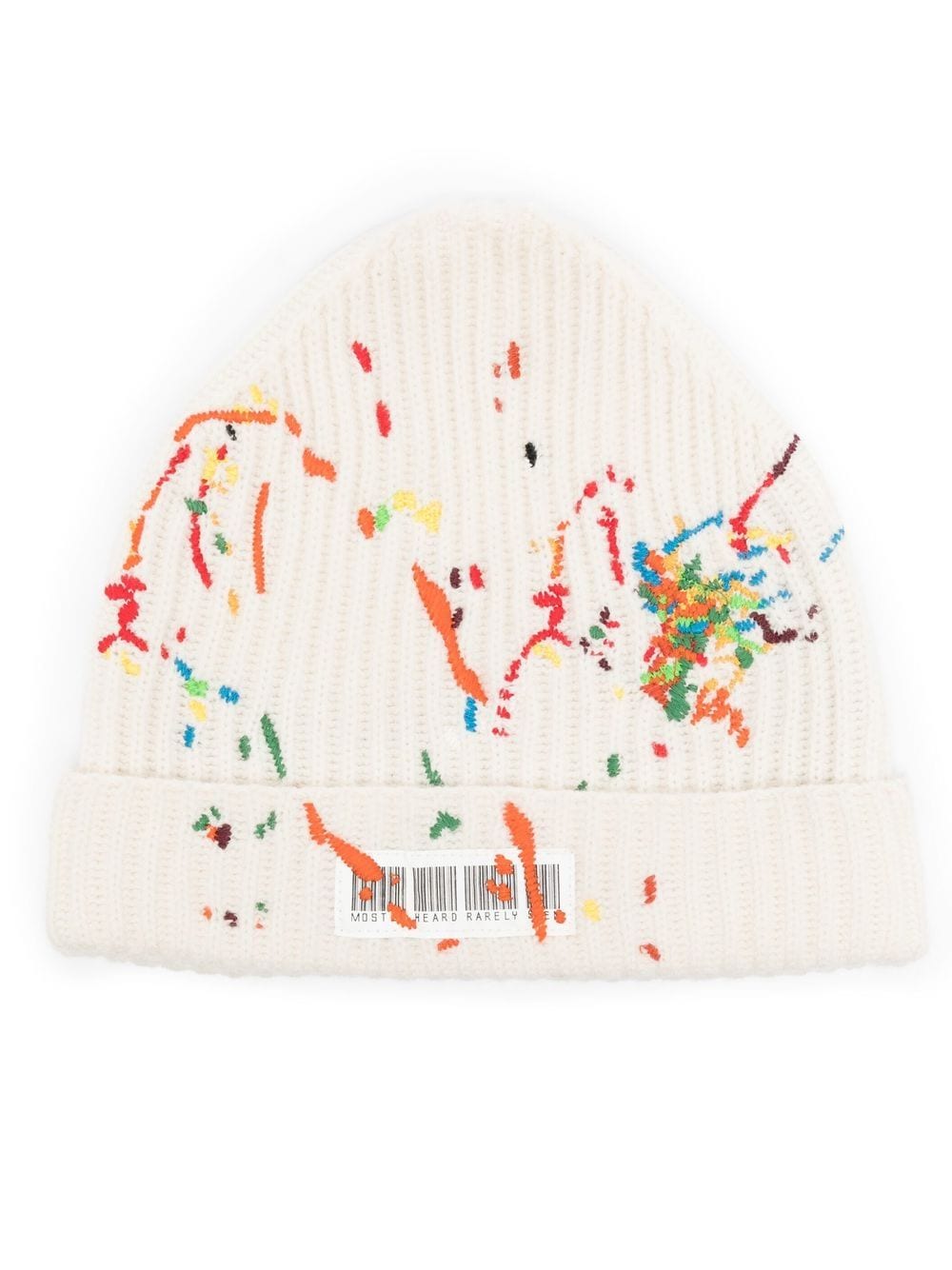 Mostly Heard Rarely Seen barcode-detail embroidered beanie - White von Mostly Heard Rarely Seen