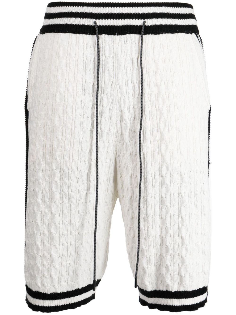 Mostly Heard Rarely Seen cable-knit striped track shorts - White von Mostly Heard Rarely Seen