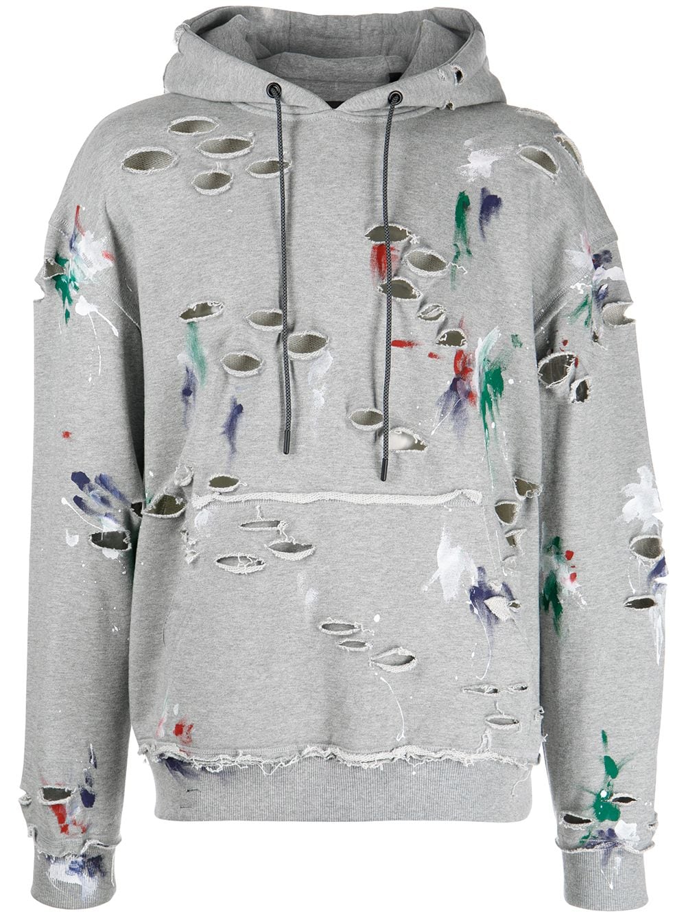 Mostly Heard Rarely Seen distressed paint-splatter hoodie - Grey von Mostly Heard Rarely Seen
