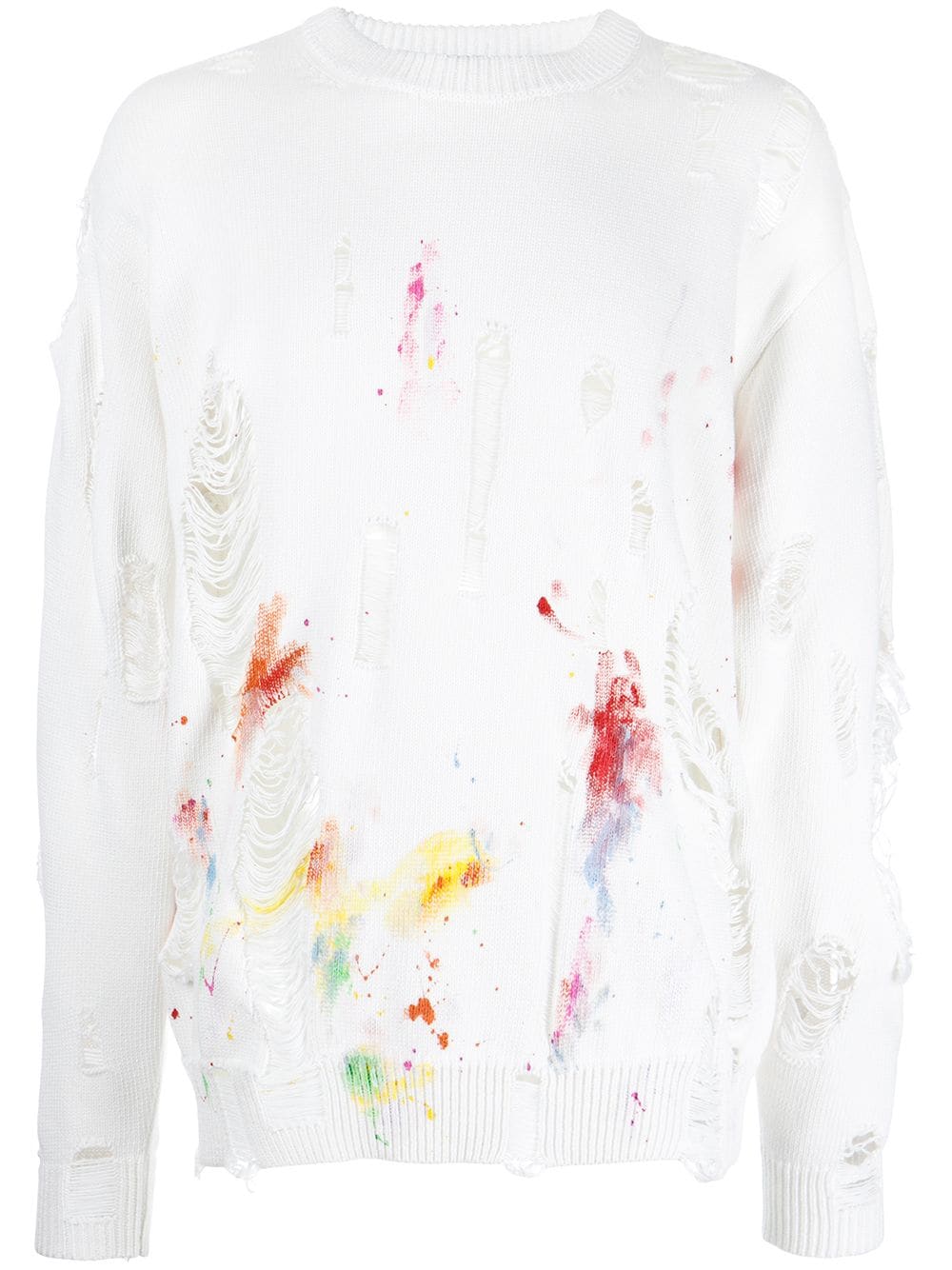 Mostly Heard Rarely Seen distressed paint-splatter sweatshirt - White von Mostly Heard Rarely Seen