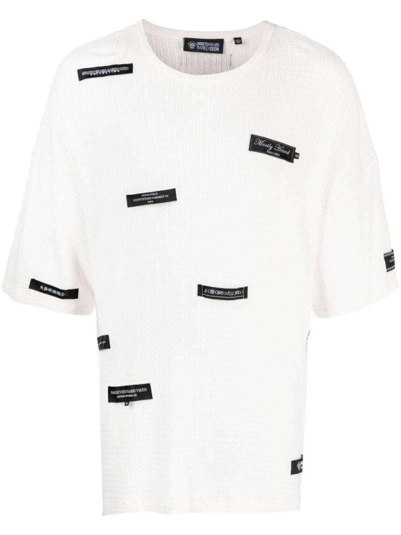 Mostly Heard Rarely Seen logo-patches knitted cotton T-shirt - White von Mostly Heard Rarely Seen