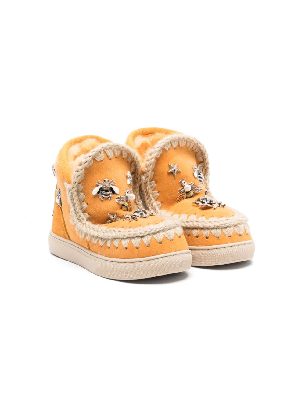 Mou Kids Eskimo bee-appliqué ankle boots - Orange von Mou Kids