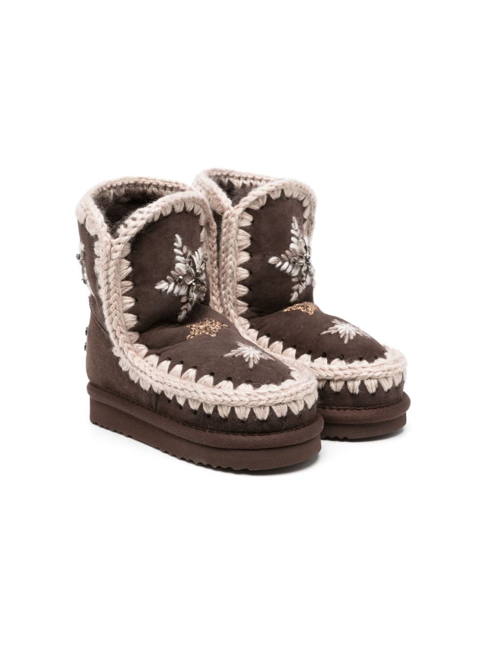 Mou Kids star-embellished suede boots - Brown von Mou Kids