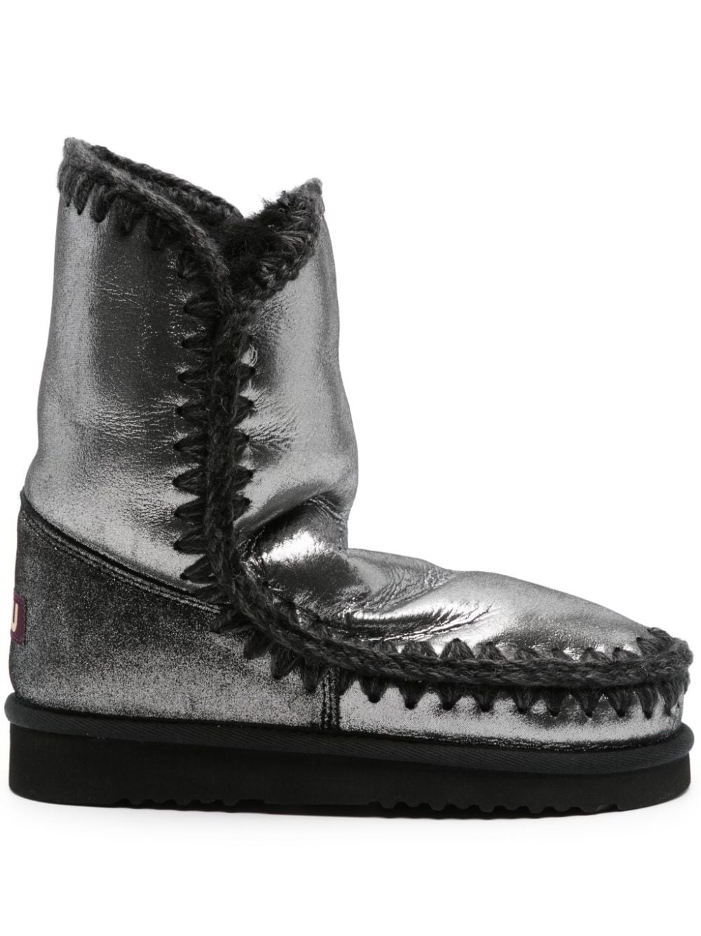 Mou Eskimo 18 crochet-trim metallic-leather boots - Black von Mou