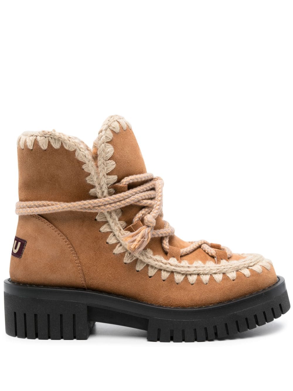 Mou Eskimo Combat 50mm contrast-stitching boots - Brown von Mou