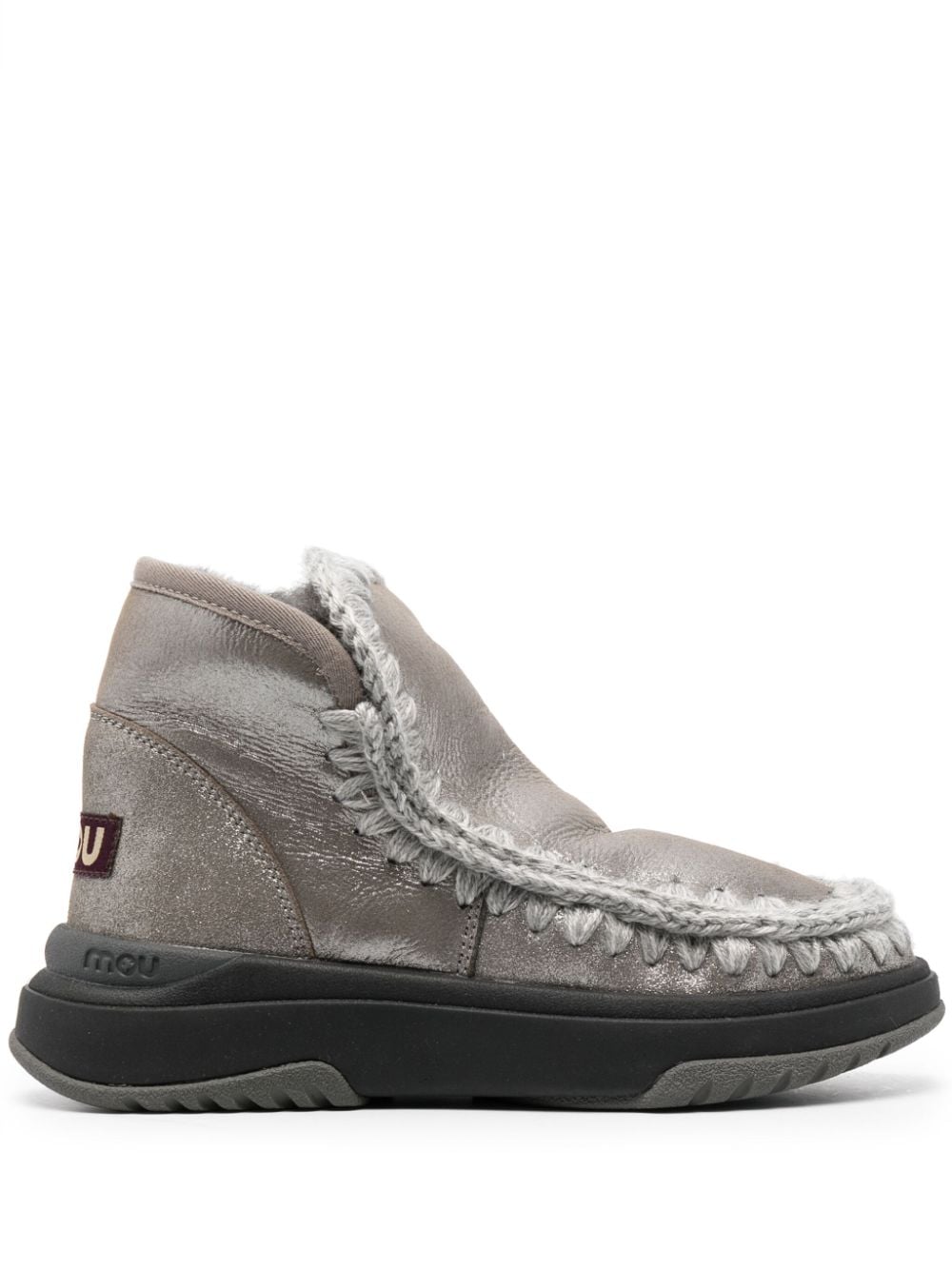 Mou crochet stitch-trim sneaker boots - Grey von Mou