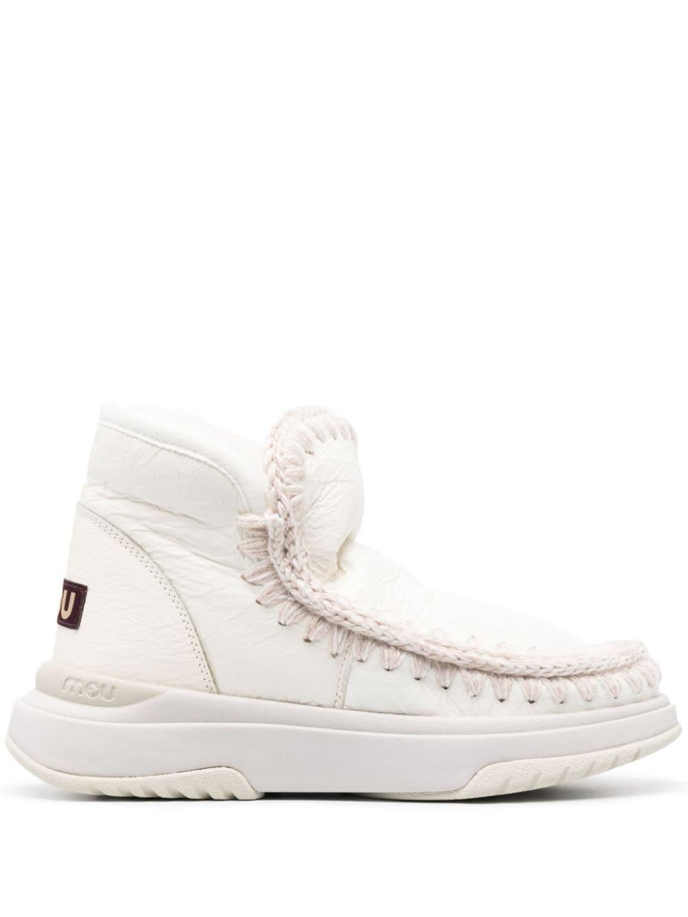 Mou crochet stitch-trim sneaker boots - White von Mou