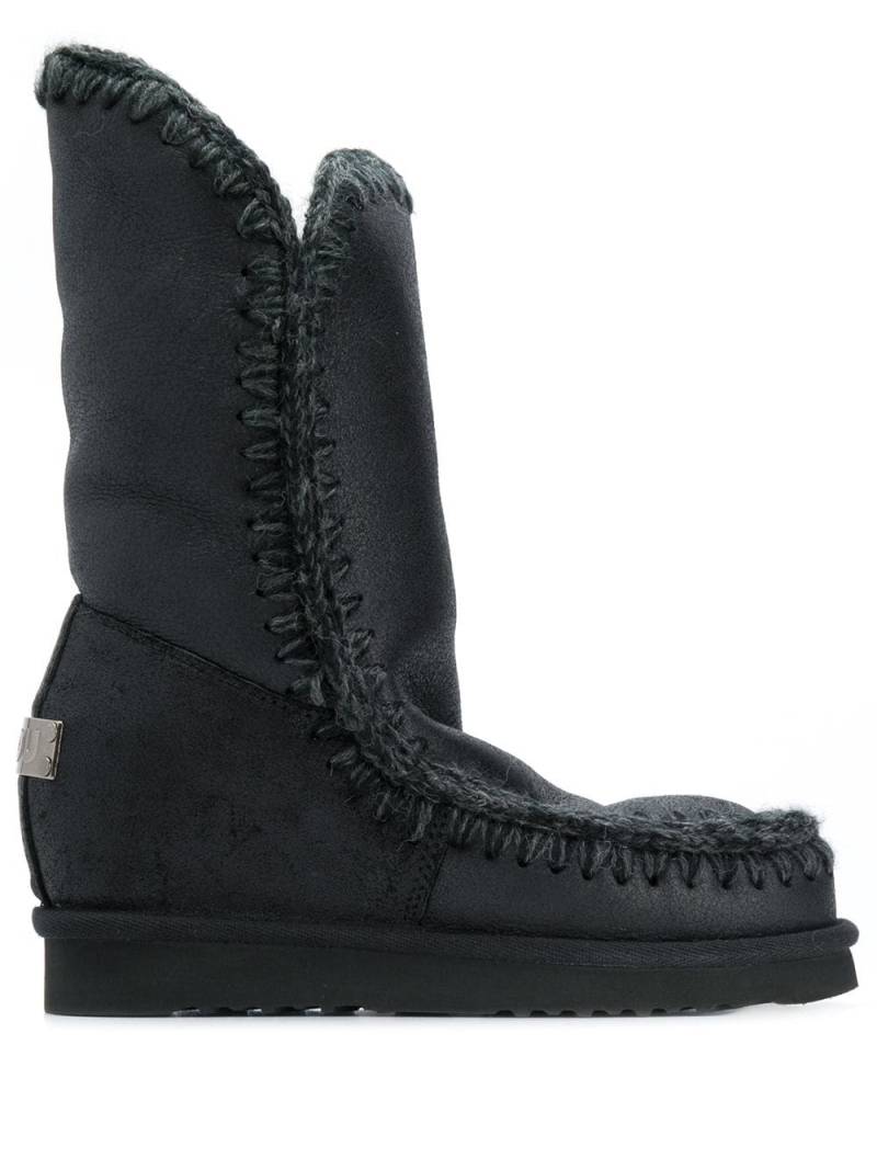 Mou crochet stitch-trim wedge boots - Black von Mou