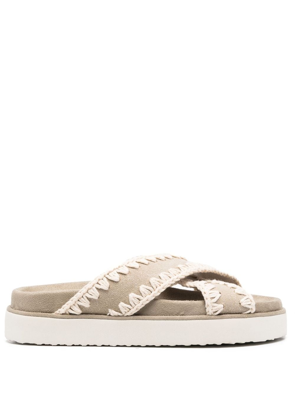 Mou whipstitch-trim crossover sandals - Neutrals von Mou