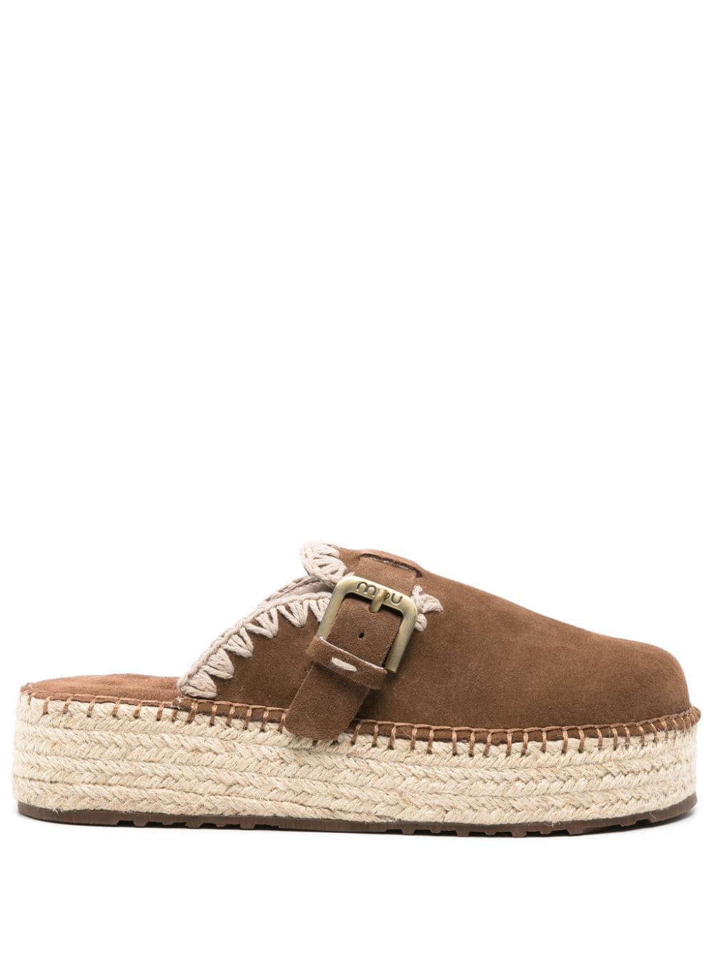 Mou whipstitch-trim flatform mules - Brown von Mou