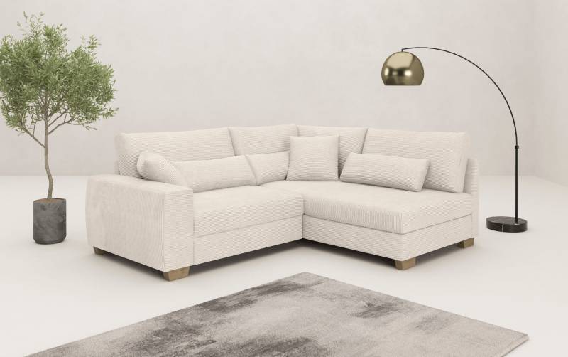 Mr. Couch Ecksofa »Helena L-Form, bis 140 kg belastbar«, mit Taschenfederkern, wahlweise mit Bettfunktion von Mr. Couch