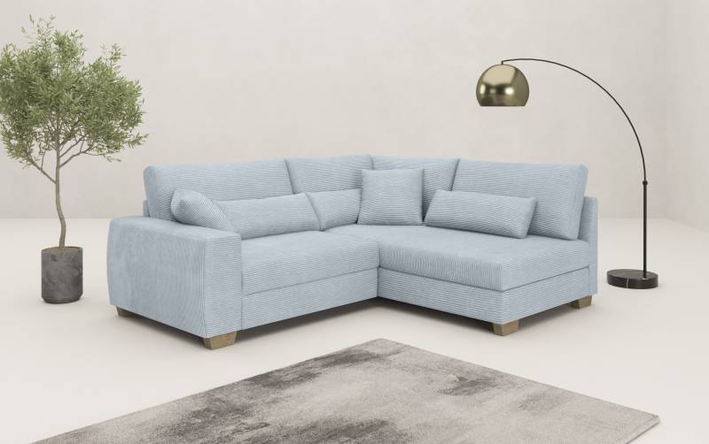 Mr. Couch Ecksofa »Helena L-Form, bis 140 kg belastbar«, mit Taschenfederkern, wahlweise mit Bettfunktion von Mr. Couch