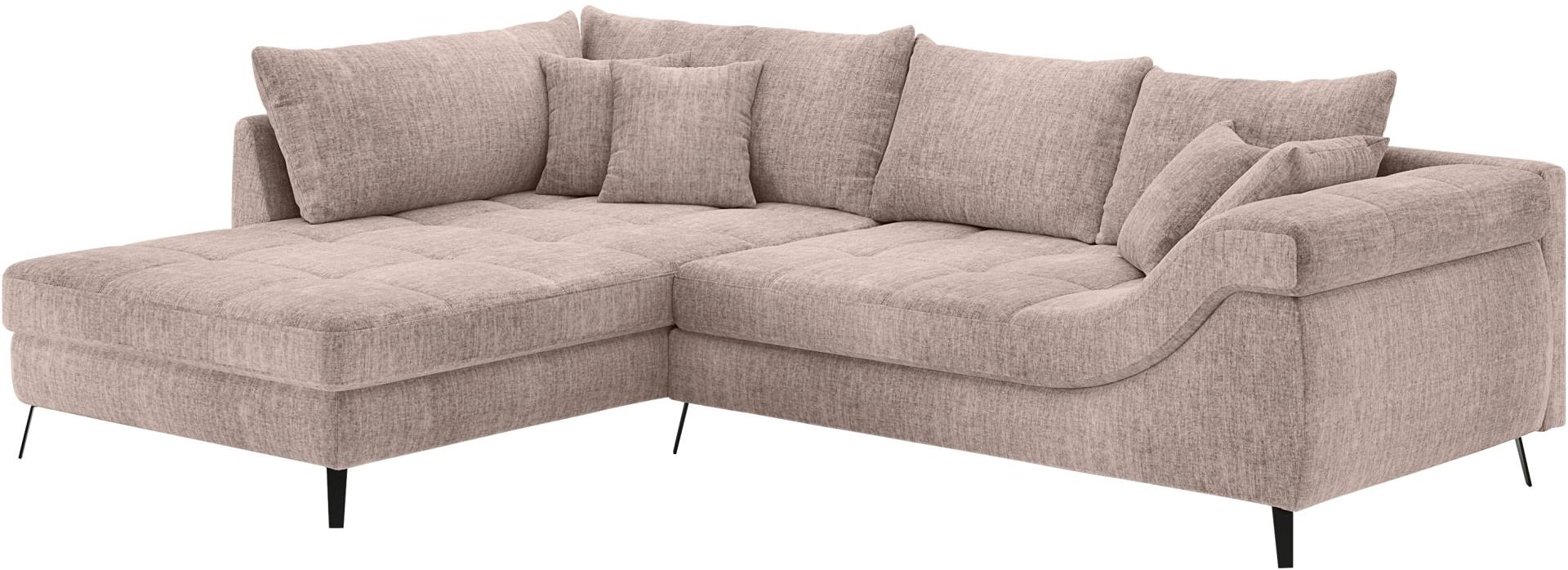 Mr. Couch Ecksofa »Portofino L-Form«, 4 Bezugsqualitäten, 13,5 cm hohe Metall-Profilfüsse in matt-schwarz von Mr. Couch