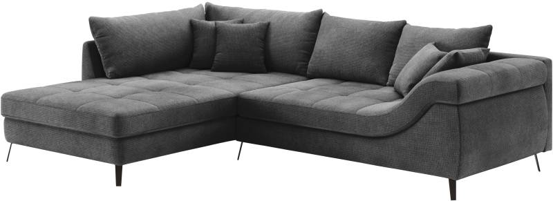 Mr. Couch Ecksofa »Portofino L-Form«, 4 Bezugsqualitäten, 13,5 cm hohe Metall-Profilfüsse in matt-schwarz von Mr. Couch
