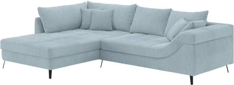 Mr. Couch Ecksofa »Portofino L-Form«, 4 Bezugsqualitäten, 13,5 cm hohe Metall-Profilfüsse in matt-schwarz von Mr. Couch
