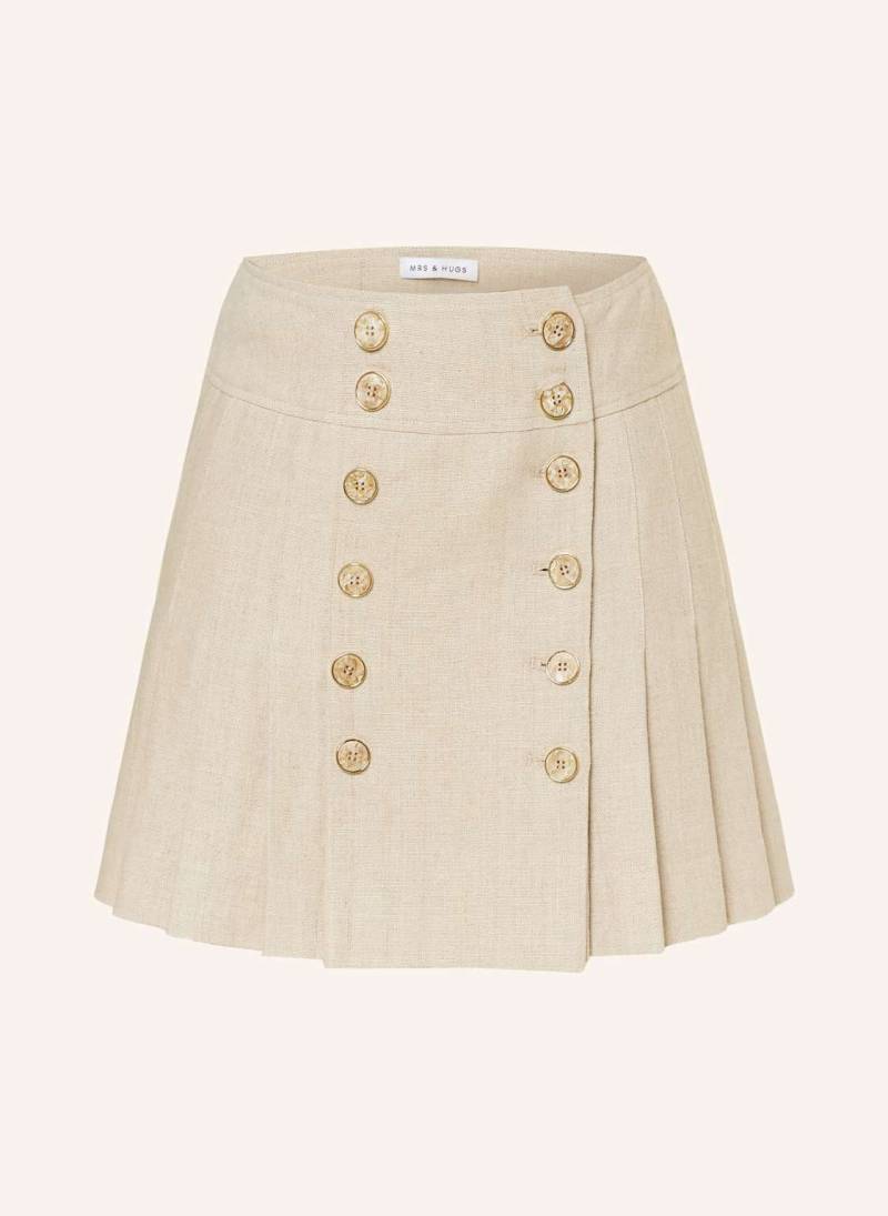 Mrs & Hugs Faltenrock Aus Leinen beige von Mrs & HUGS