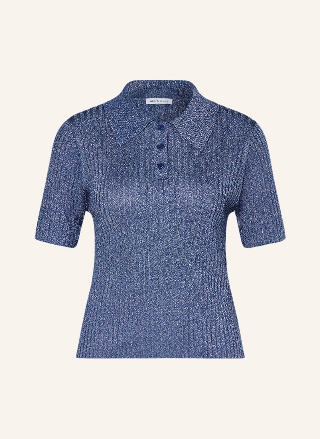 Mrs & Hugs Strick-Poloshirt Mit Glitzergarn blau von Mrs & HUGS