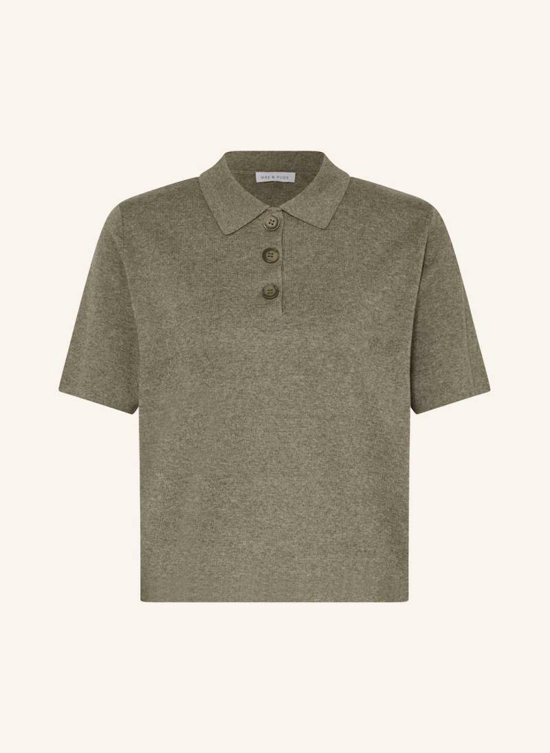 Mrs & Hugs Strick-Poloshirt Mit Leinen grau von Mrs & HUGS