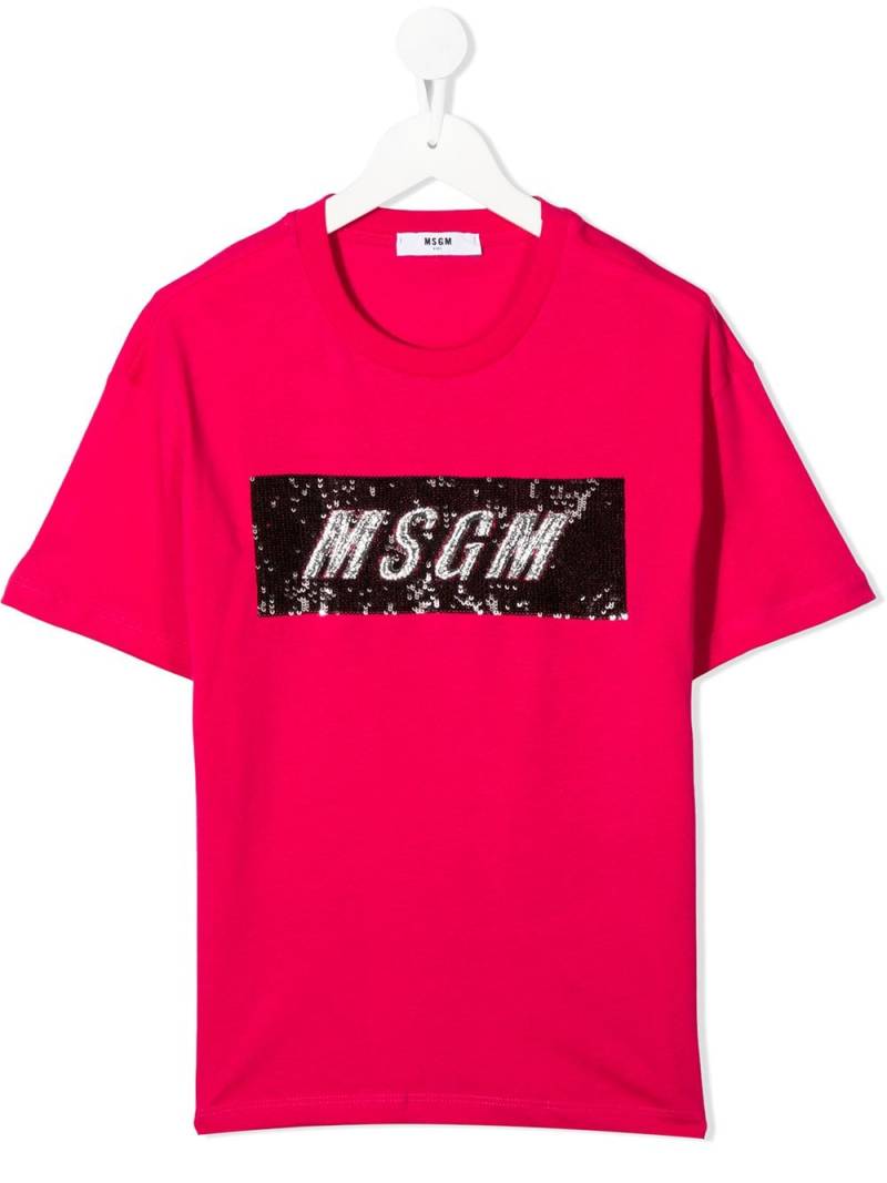 MSGM Kids embellished logo patch T-shirt - Pink von MSGM Kids