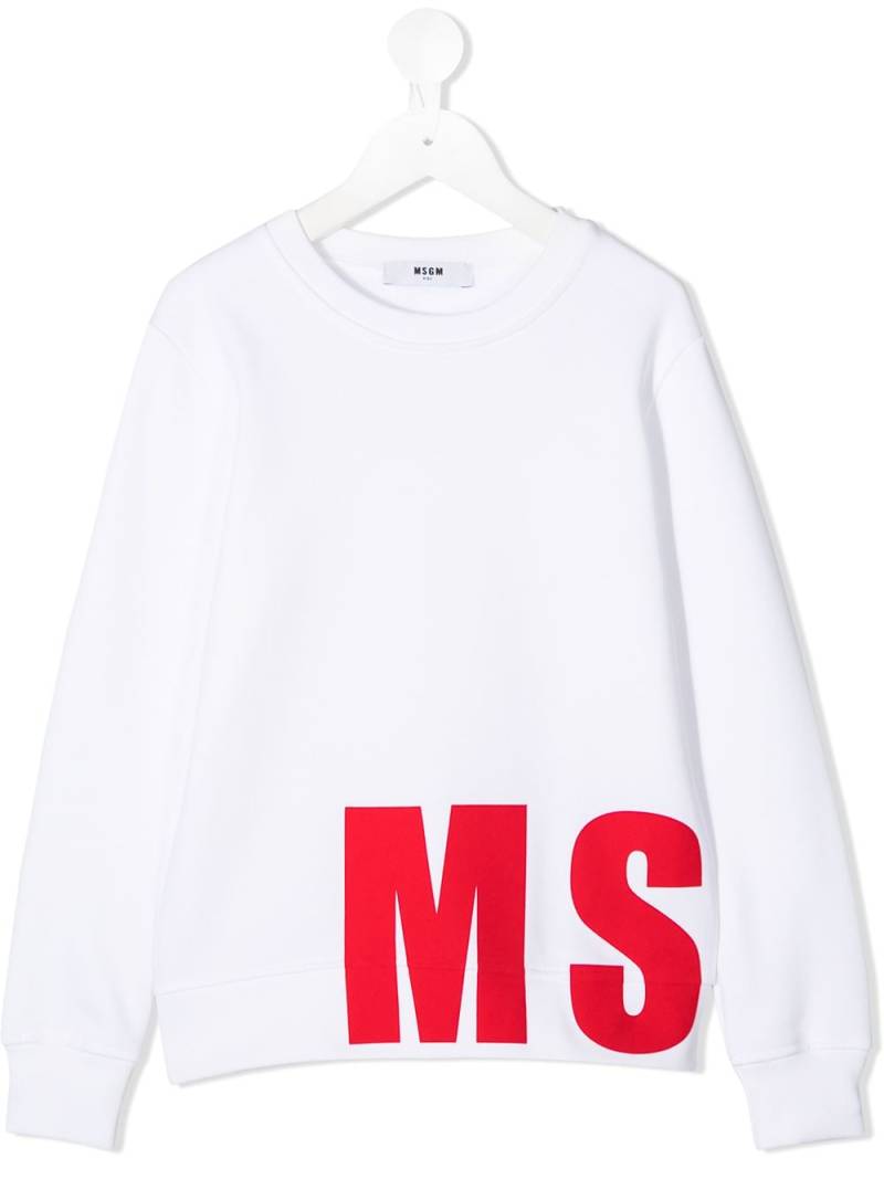 MSGM Kids logo cotton sweatshirt - White von MSGM Kids