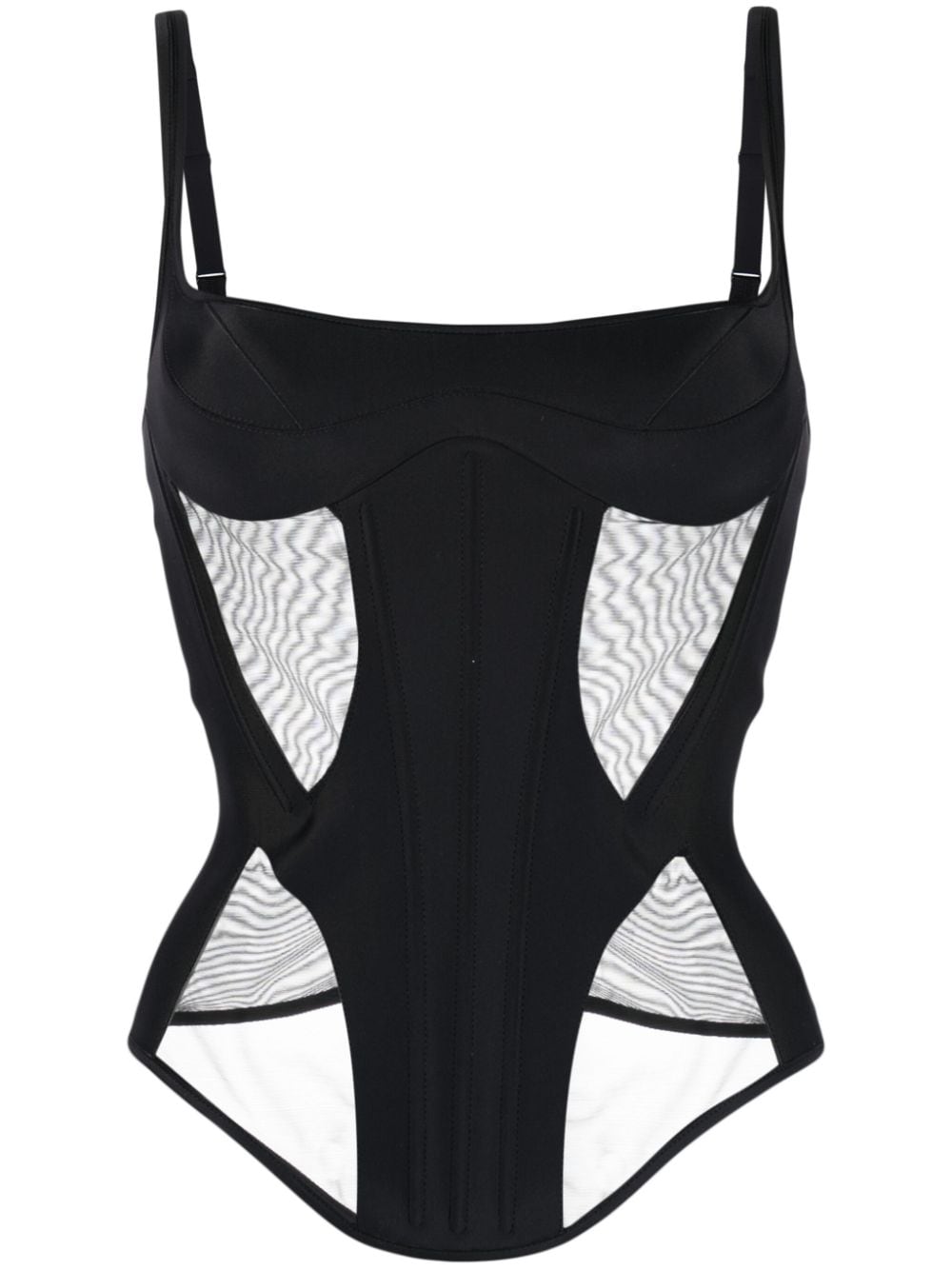 Mugler Illusion semi-sheer corset top - Black von Mugler