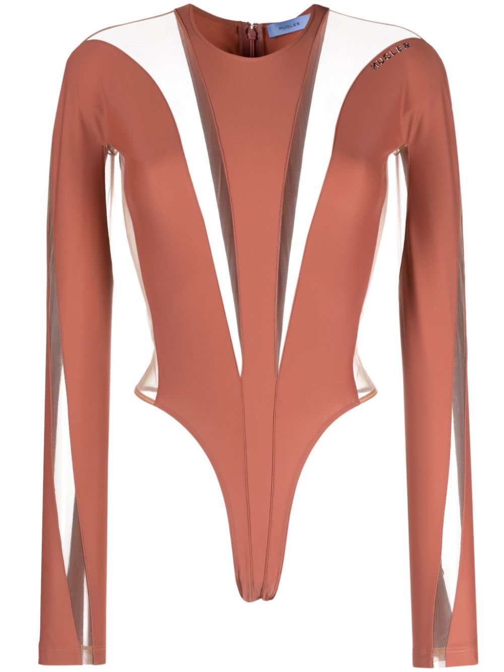 Mugler Illusion sheer-panelled bodysuit - Pink von Mugler