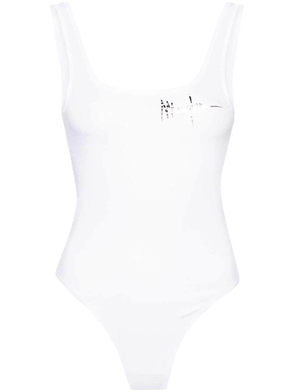 Mugler Signature logo-print bodysuit - White von Mugler