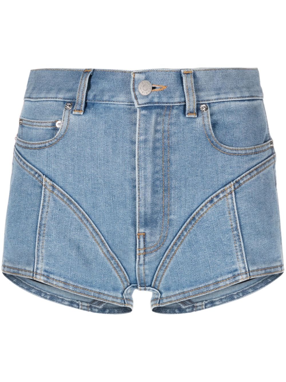 Mugler Spiral panelled denim shorts - Blue von Mugler